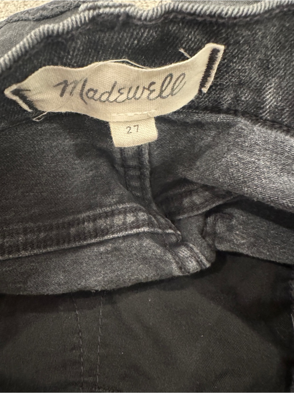 Madewell Black High-Rise Button Fly Denim Shorts | Size 27 | Raw Hem - Picture 4 of 5